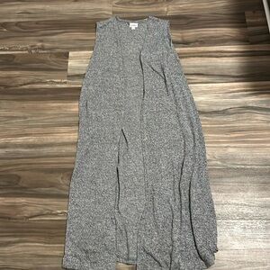 Lularoe Joy black, grey and white marled knit longline vest size large NWOT
